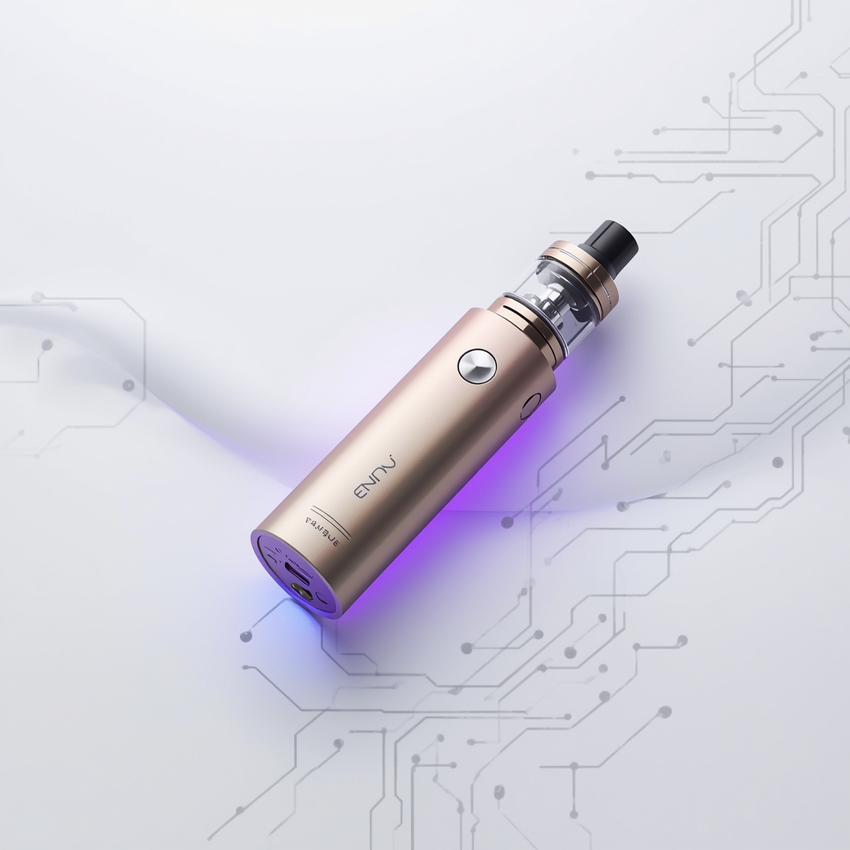 Lucid Origin Vape device in metallic colors placed on white ba 2