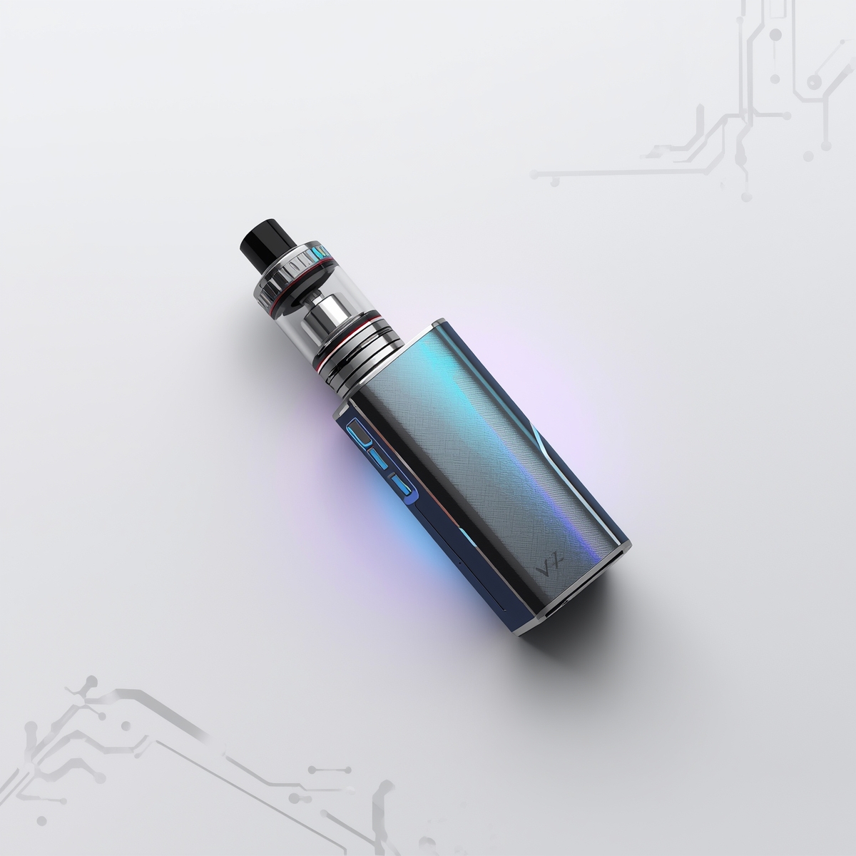 Lucid Origin Vape device in metallic colors placed on white ba 3
